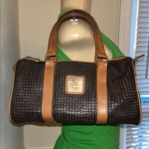 Authentic Vintage Ted Lapidus Signature Embossed Barrel Speedy Purse Bag Satchel